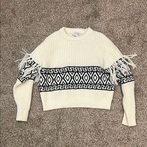Chic Cream and Black Patterned Sweater